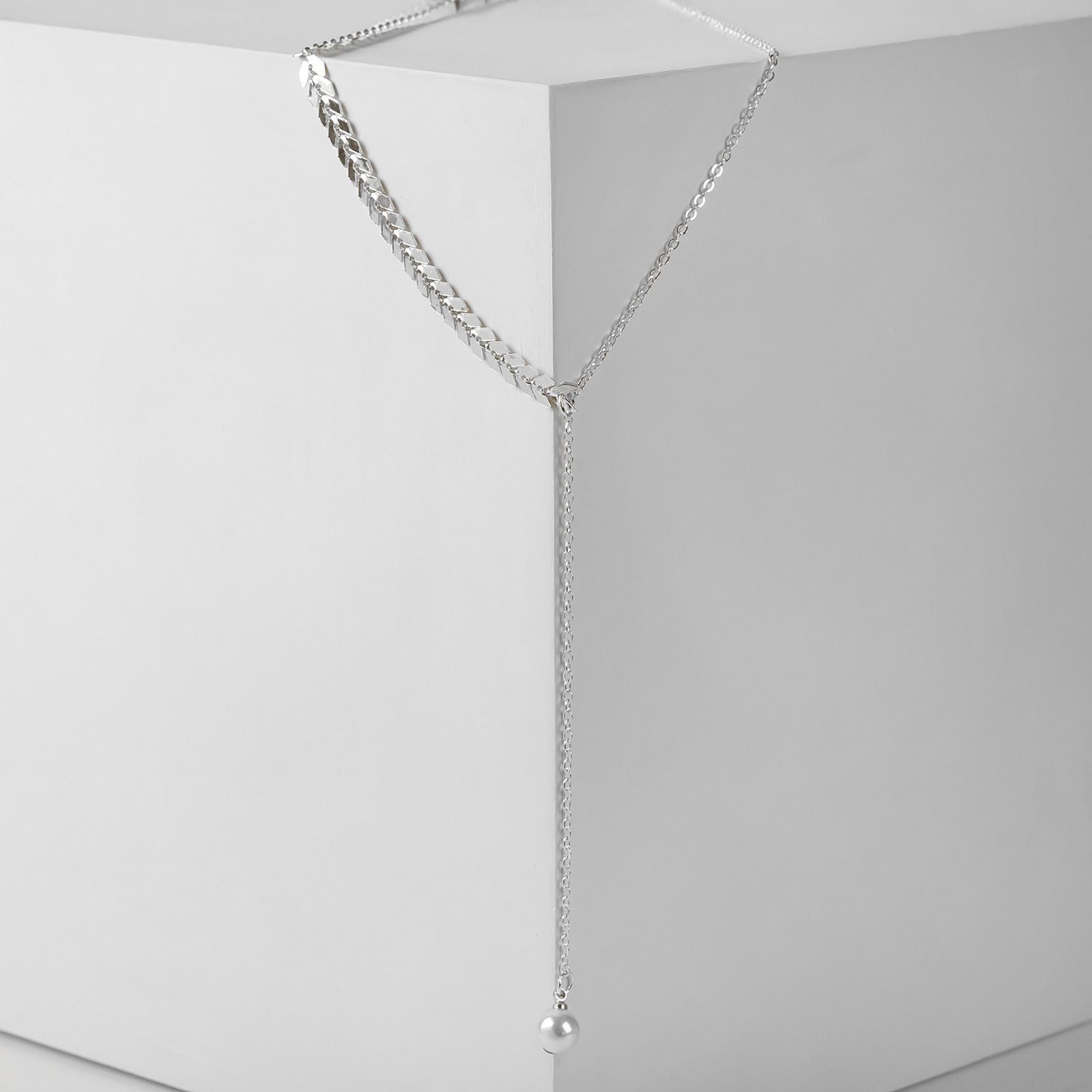 Колье женское, бижутерия на шею, цвет белый в серебре, 45 см