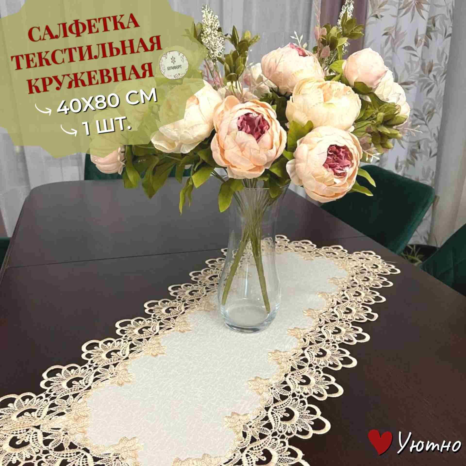 Прямоугольная салфетка с кружевом Брюссель для сервировки стола,  светло-бежевая декор, 40x80 см - купить в интернет-магазине OZON по  выгодной цене (1146298937)