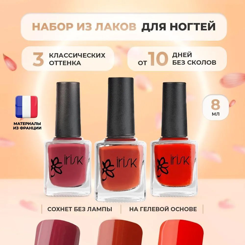 Лак для ногтей с гель эффектом БЕЗ ЛАМПЫ Eternail mini Lady in Red IRISK,  набор для профессионального маникюра и педикюра 3 х 8 мл - купить с  доставкой по выгодным ценам в