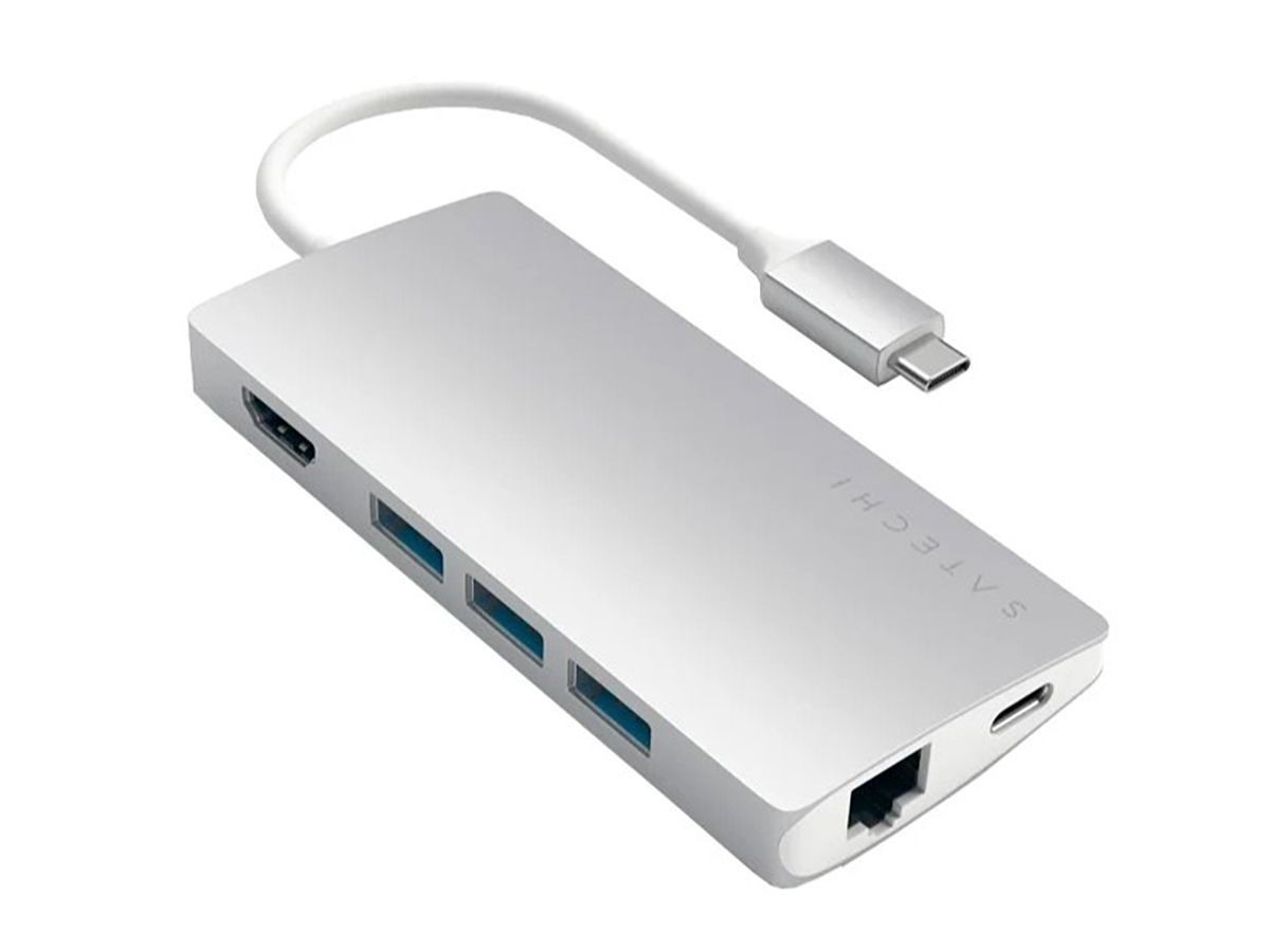 Satechi Aluminum Multi-Port Adapter v2 - Space Grey. Переходник Satechi в два USB Type-c. Satechi Slim Aluminum Type-c Multi-Port Adapter with Type-c Charging Port - Silver.