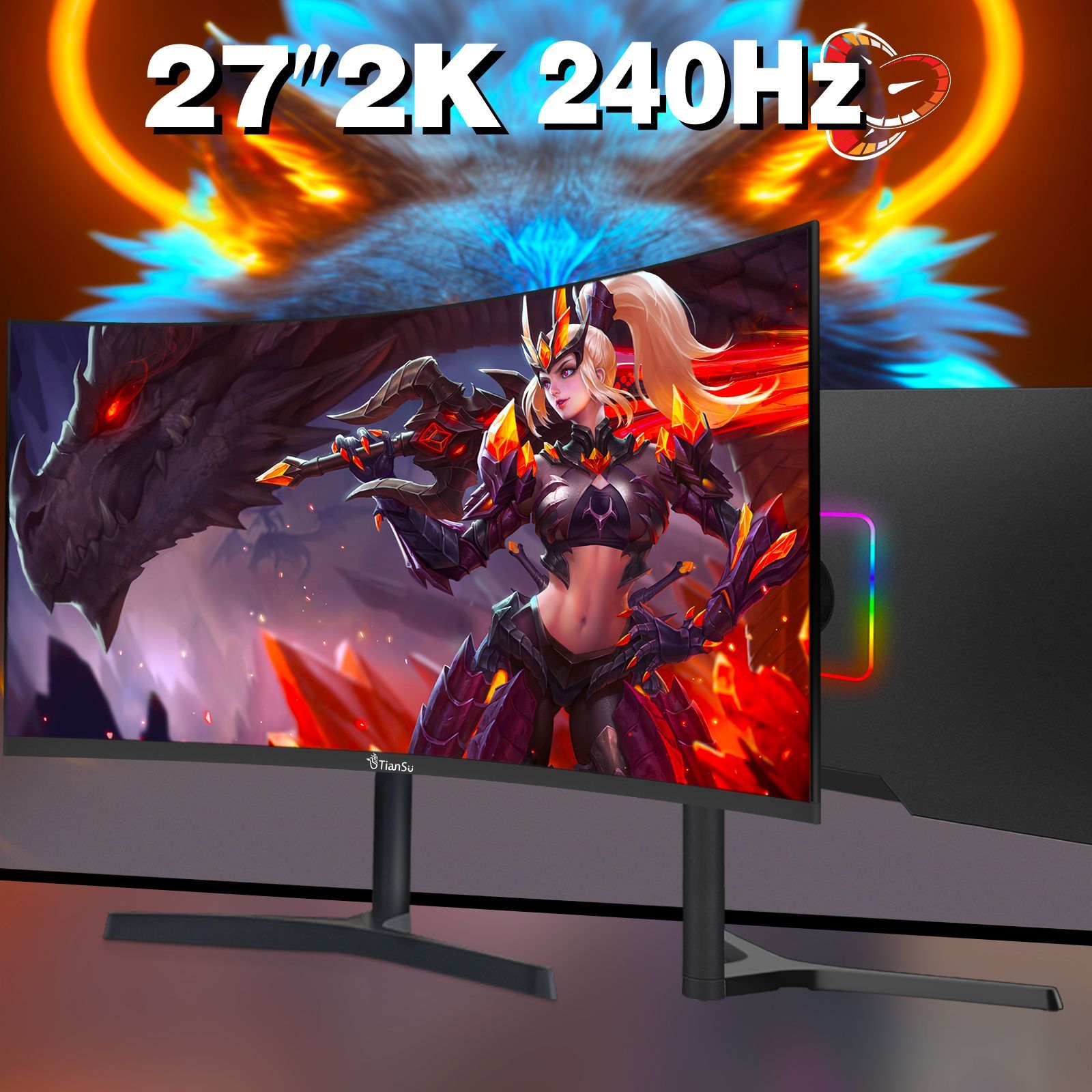 tiansu27"МониторКомпьютерныймонитор27‘’2k240гцЭкранVA,черный