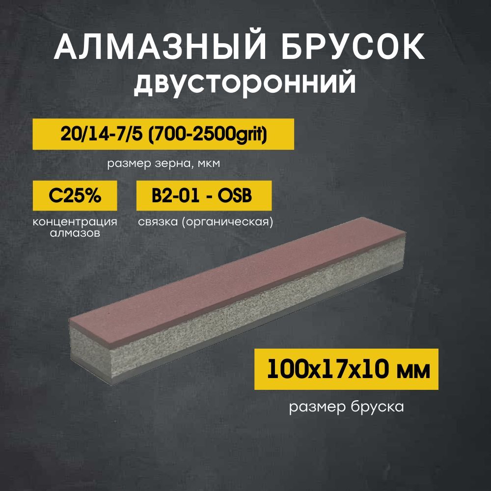 Алмазный2-хстороннийбрусокVID100x17ммС25 /14-7/5B2-01/OSB