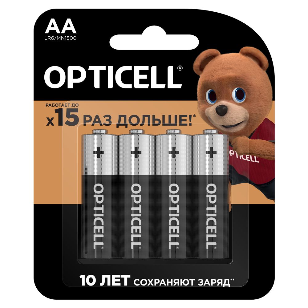 Батарейки пальчиковые AA (LR06) 4 шт Opticell алкалиновые