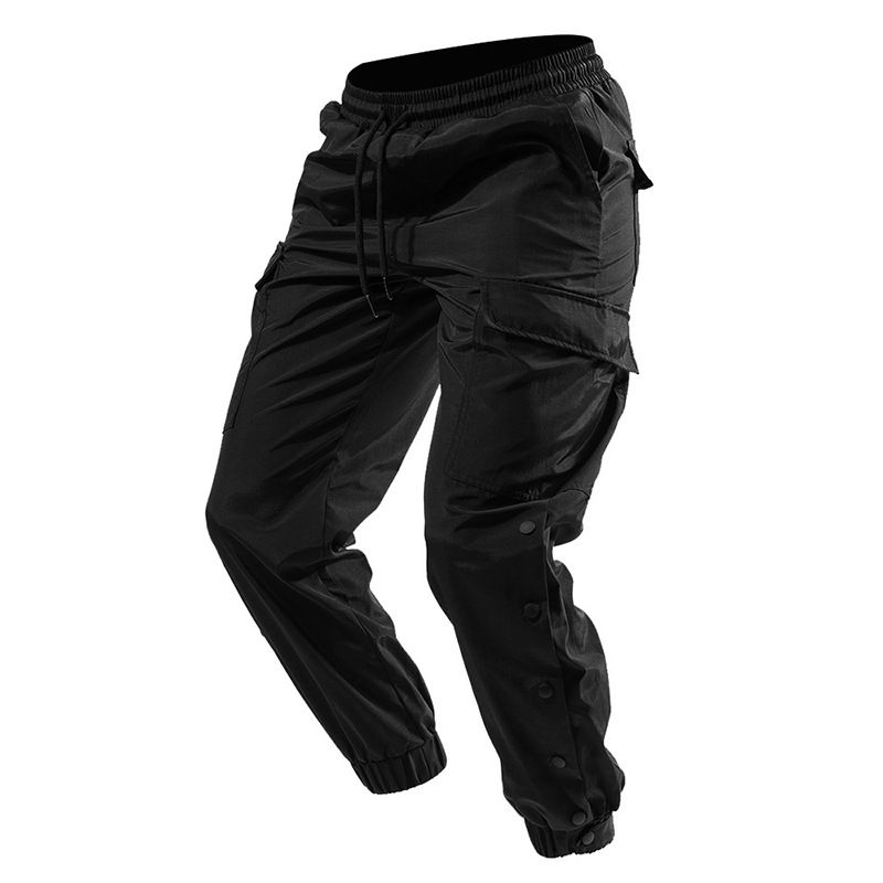 Solid Drawstring Cargo Jogger Pants