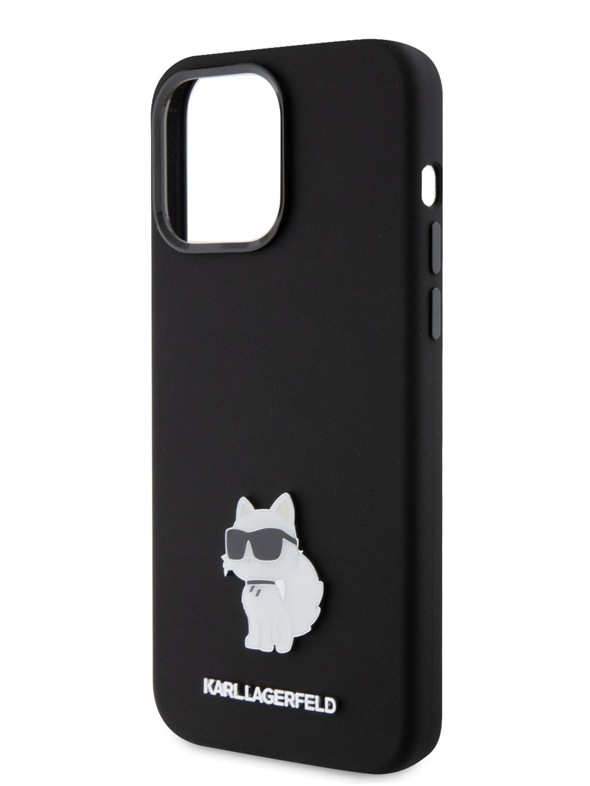 Чехол Karl Lagerfeld Liquid silicone на Apple iPhone 15 Pro Max / для Айфон  15 Про Макс, силиконовый с эффектом софт тач, с защитой камеры, с  металлическим значком NFT Choupette metal pin,