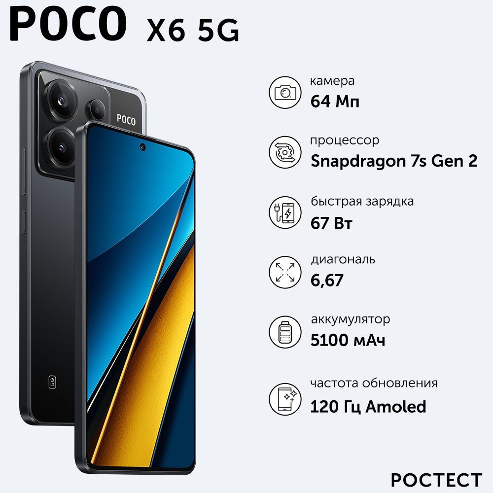 Смартфон Poco X6 5G - купить по выгодной цене в интернет-магазине OZON  (1381311560)