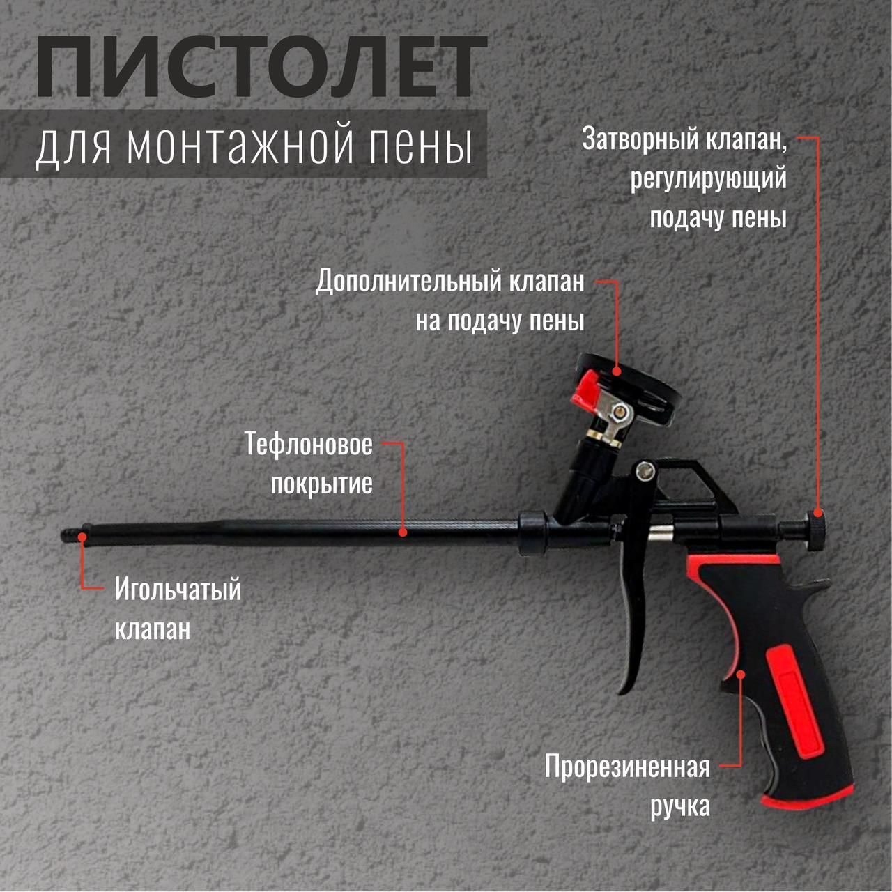 Пистолет для монтажной пены с дополнительным клапаном