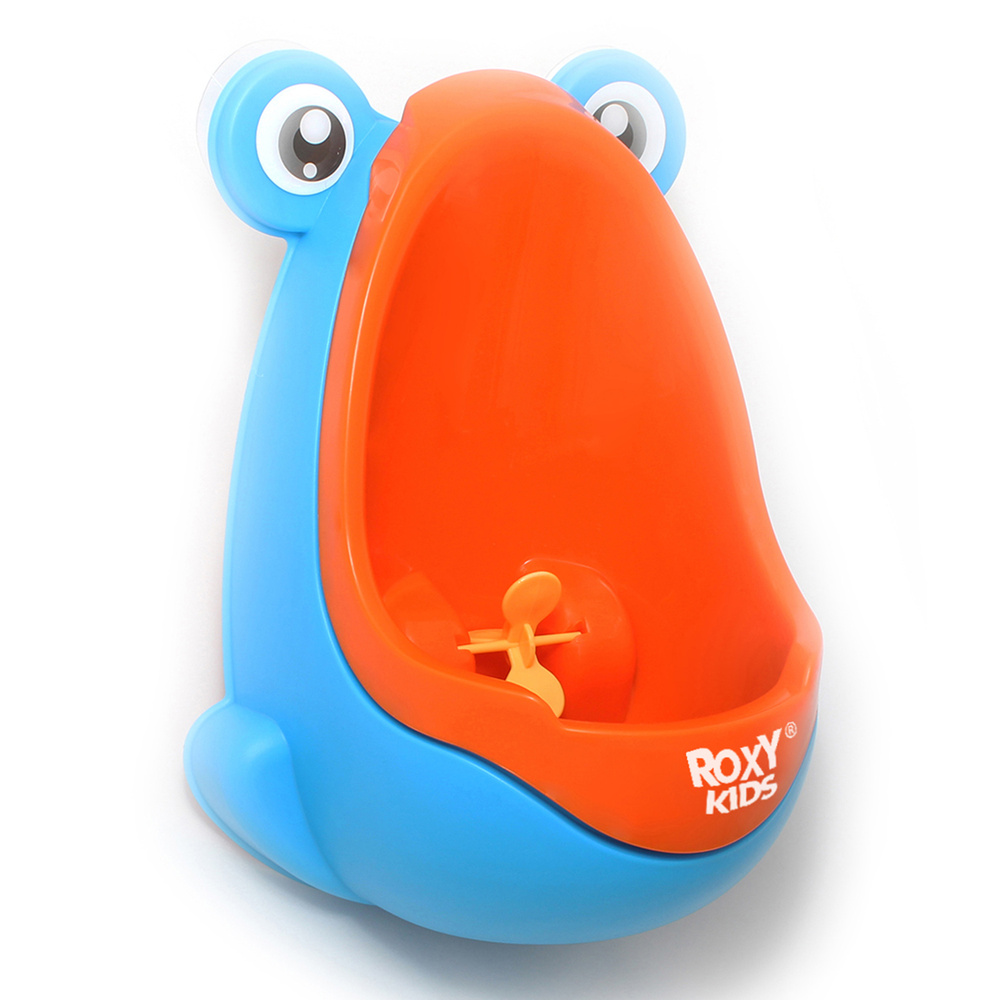 Писсуар детский на присосках/детский горшок ROXY-KIDS "Лягушка с прицелом", цвет голубой/апельсиновый #1