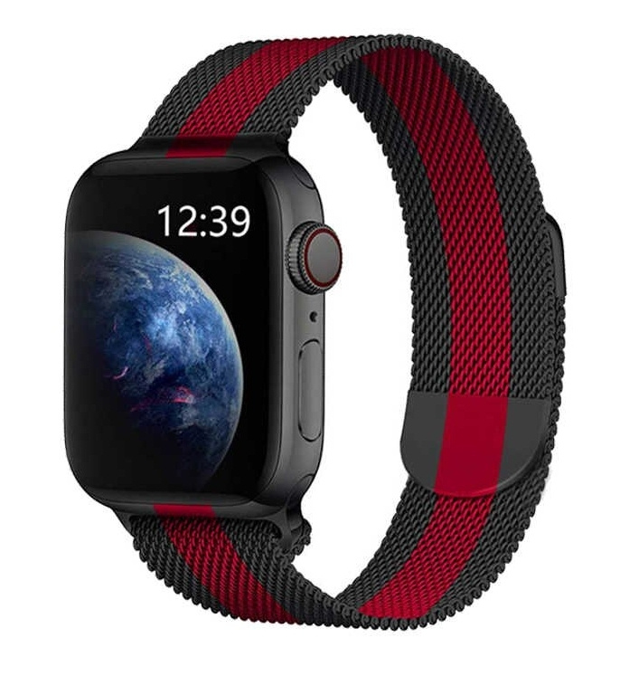 Металлический ремешок "миланская петля" для Apple Watch Series 1-8 - 38/40/41 мм (эпл вотч), черный с #1