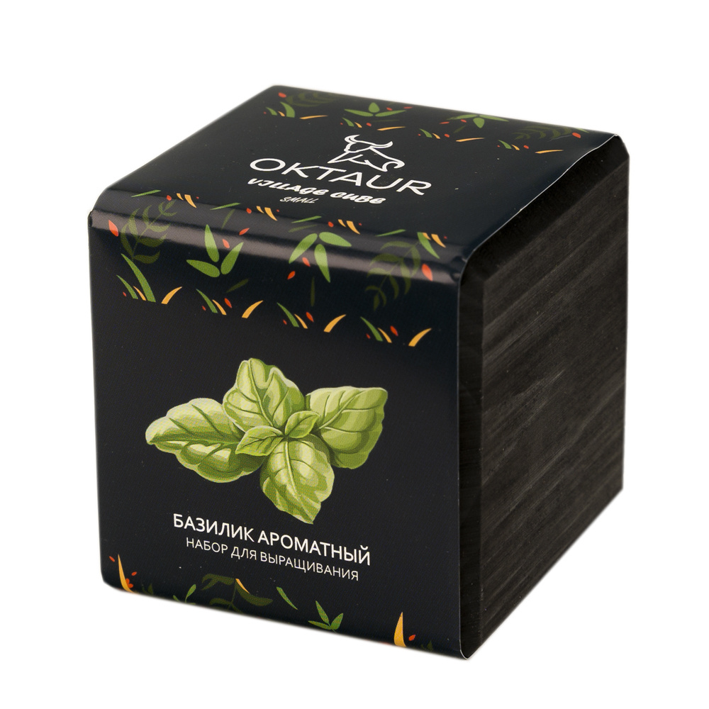 Набор для выращивания 6 х 6 см "URBAN Cube Black Базилик ароматный", OKTAUR  #1
