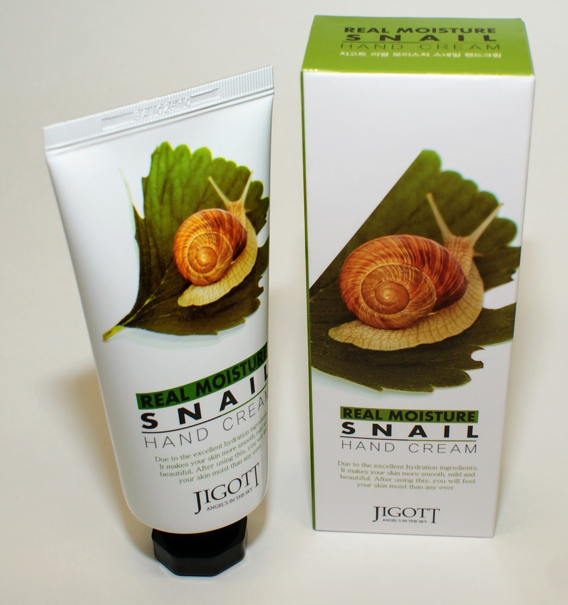 Jigott Питательный крем для рук с улиточным муцином Real Moisture Snail ...