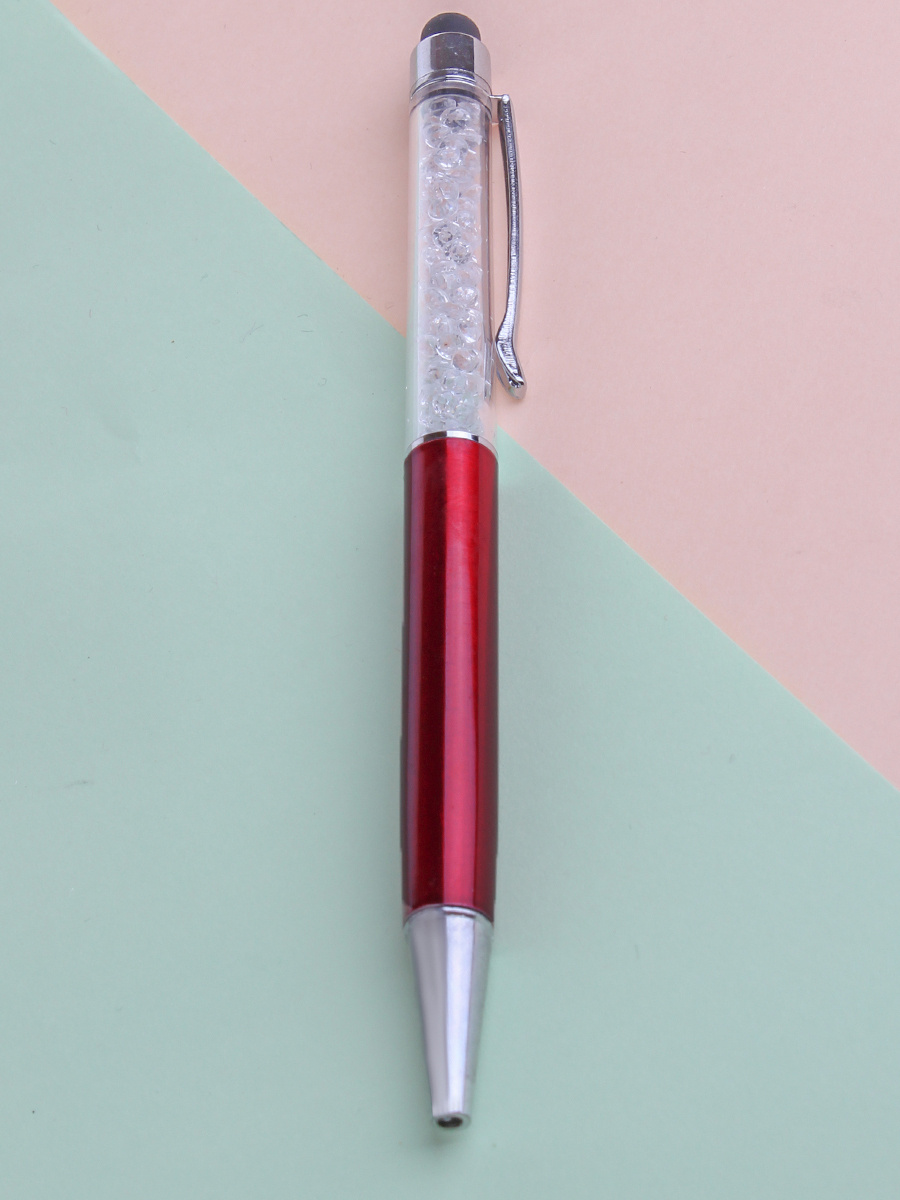 Ручка подарочная, шариковая, поворотный корпус, со стразами и стилусом .