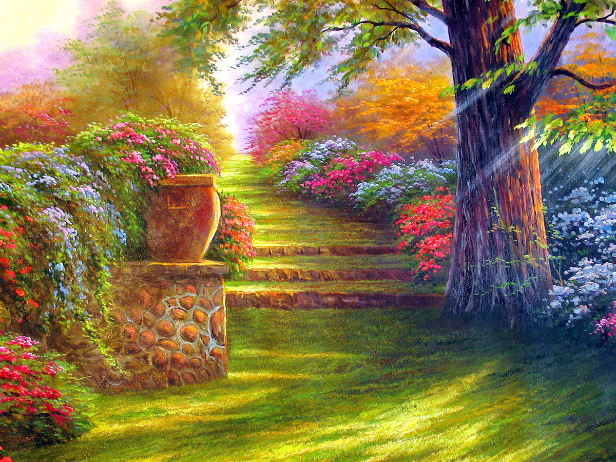 Алмазная мозаика ЦВЕТУЩИЙ САД подрамник в комплекте 40*50 см / Картина из с...