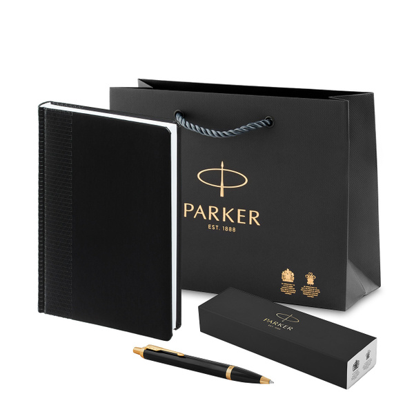 Набор подарочный ежедневник и шариковая ручка Parker IM Metal Black GT ...
