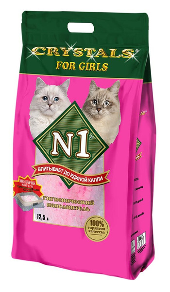 №1 Crystals For Girls Силикагелевый наполнитель для кошек 5.4кг/12.5л ...