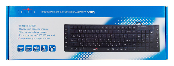 Мембранная клавиатура OKLICK 530S черный USB slim Multimedia купить по ...