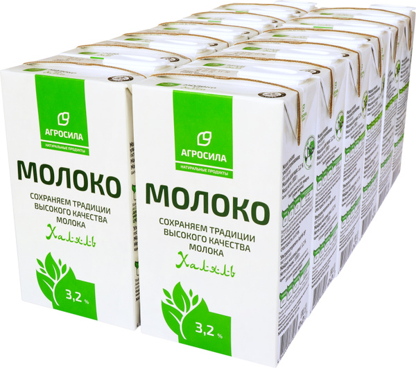 Молоко "Агросила" ультрапастер. с м.д.ж. 3,2% халяль ТБА с апл. 1000г ...