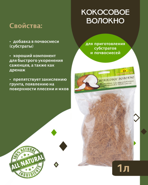 Кокосовое волокно для растений, 1л., БИОАБСОЛЮТ - купить с доставкой по ...