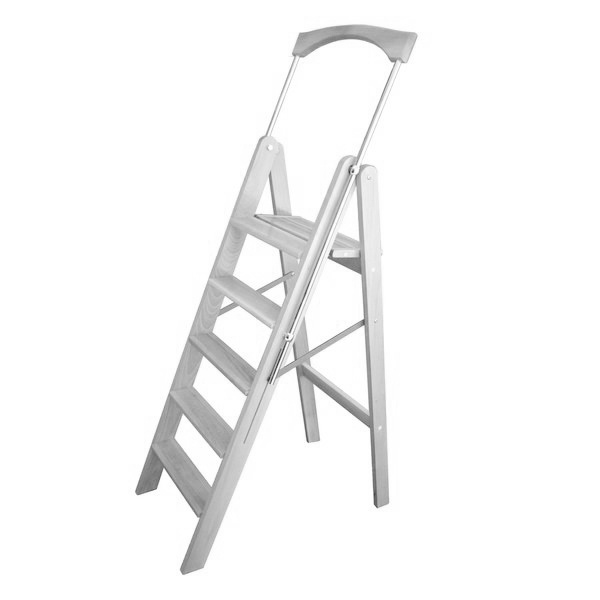 Стремянка деревянная ОРЛАН для дома, пять ступеней, белый - купить по ...