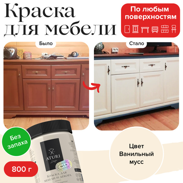 Краска Aturi Design для мебели меловая, без запаха, матовая ...