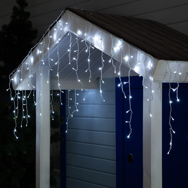 Гирлянда Бахрома 3х0.6 м, IP44, УМС, белая нить, 160 LED, свечение ...