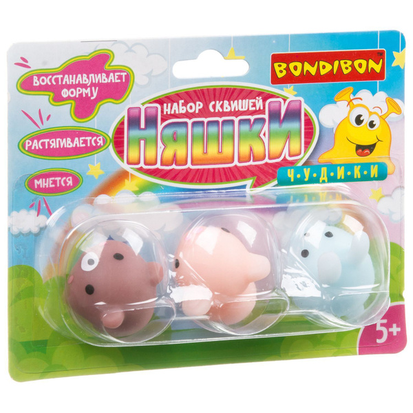 Чудики Bondibon Набор сквишей НЯШКИ мишка, заяц, хрюша - купить с ...