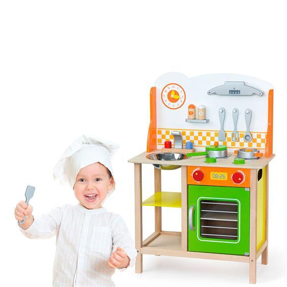 Детская кухня Viga Toys 50957 плита, духовка, раковина, вытяжка, часы ...