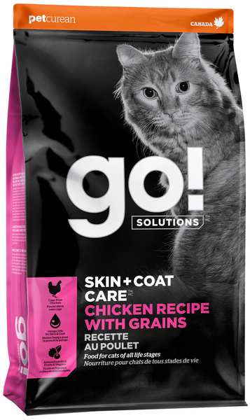 Корм Go! Skin & Coat Chicken для кошек с Цельной Курицей, фруктами и ...