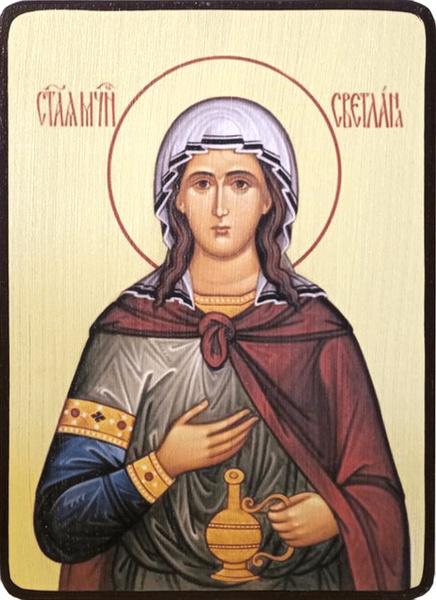 Икона Фотиния (Светлана) Палестинская на светлом фоне, размер 14 х 19 ...