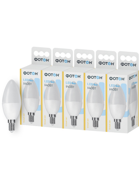 Светодиодная Лампочка Фотон E14 Свеча 360 Лм 3000 К - купить в интернет ...