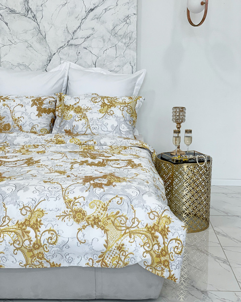 Простыня Славянский текстиль 0390_1, 175x220, белый, золотой купить по ...