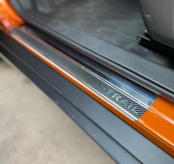 Накладки на пороги NISSAN X-Trail T32 CARBON/ НИССАН Х-Трейл Т32 2013 ...