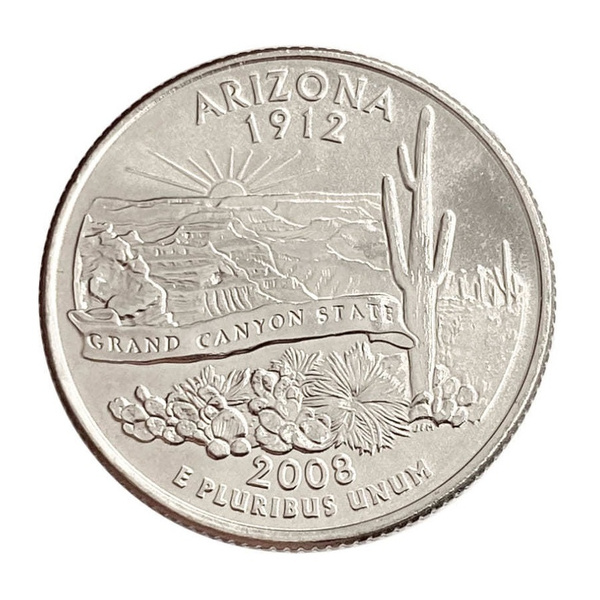 Монета 25 центов Аризона. Штаты и территории. США Р 2008 UNC - купить в ...