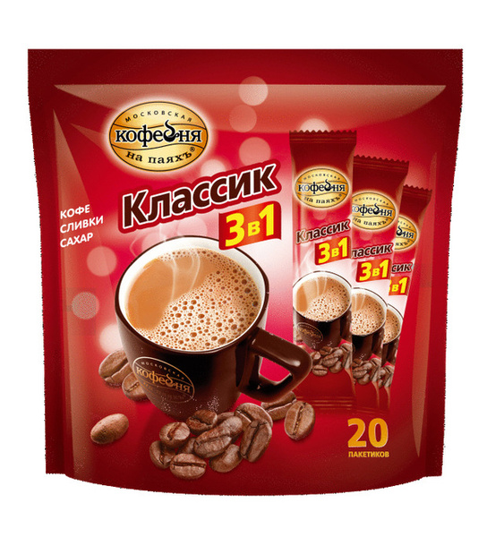Кофе растворимый Московская Кофейня на ПаяхЪ Классик 3в1, 20х16 г ...