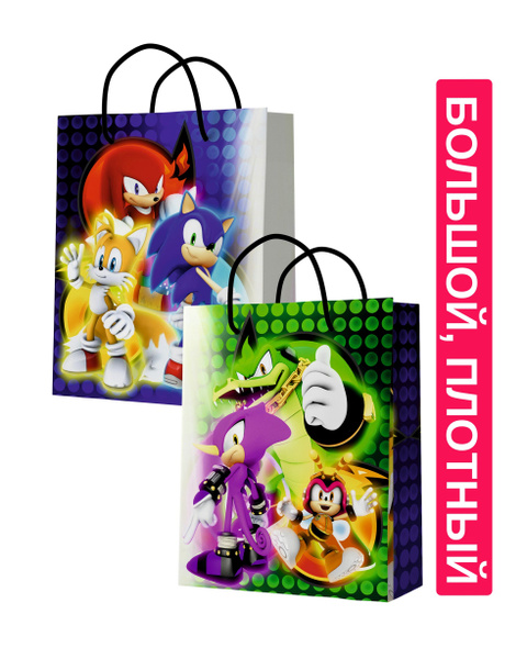 Подарочный пакет С днем рождения, большой, детский Соник Sonic ...