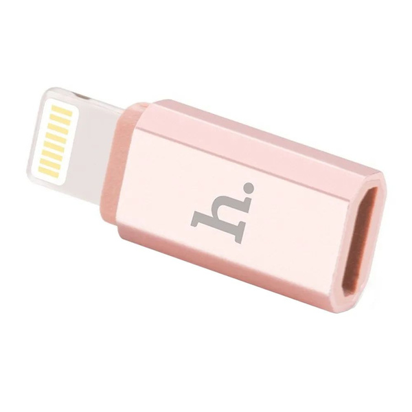 Адаптер переходник с Micro USB на Lightning HOCO розовое золото ...