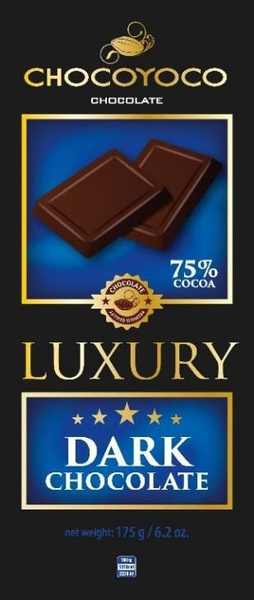 Горький шоколад CHOCOYOCO LUXURY 75% какао, 175г - купить с доставкой ...