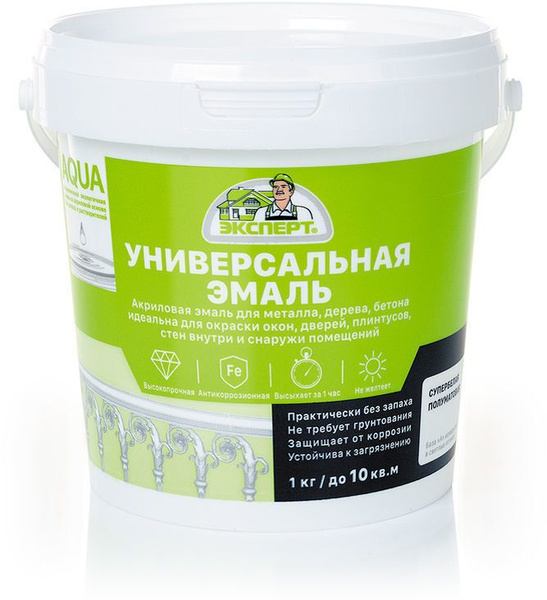 Эмаль ЭКСПЕРТ Эмали_Aокей36, Акриловая, Полуматовое покрытие, белый ...