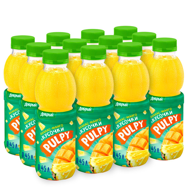 Напиток сокосодержащий Pulpy Ананас и Манго (Палпи) 0,45л х 12шт ...