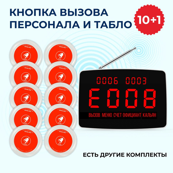 Табло отображения вызова и оповещения персонала - 1 шт., кнопка вызова ...