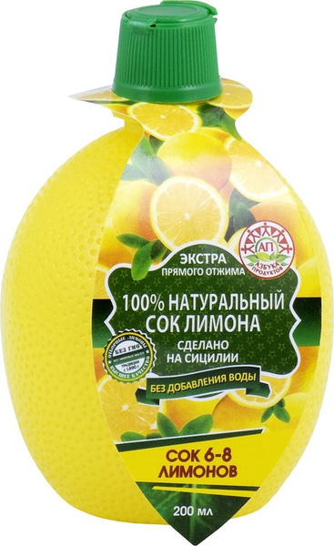 Сок лимона Азбука продуктов 100% натуральный 200мл х 3шт - купить с ...