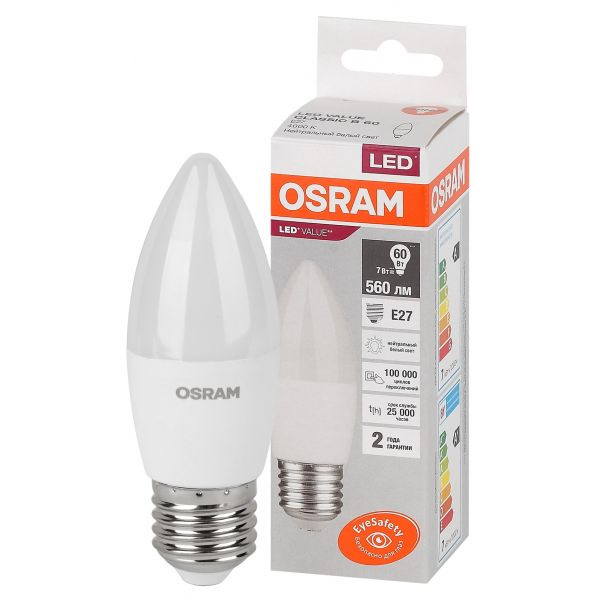 Светодиодная Лампочка OSRAM E27 560 Лм 4000 К - купить в интернет ...