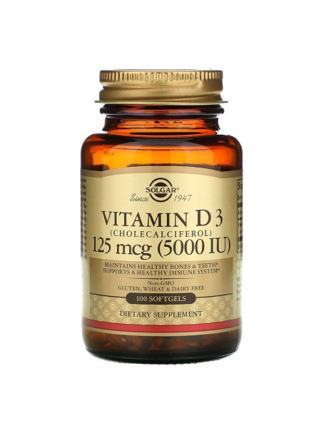Solgar Vitamin D-3 5000 IU, Витамин Д3 (холекальциферол ) 5000 МЕ - 100 ...