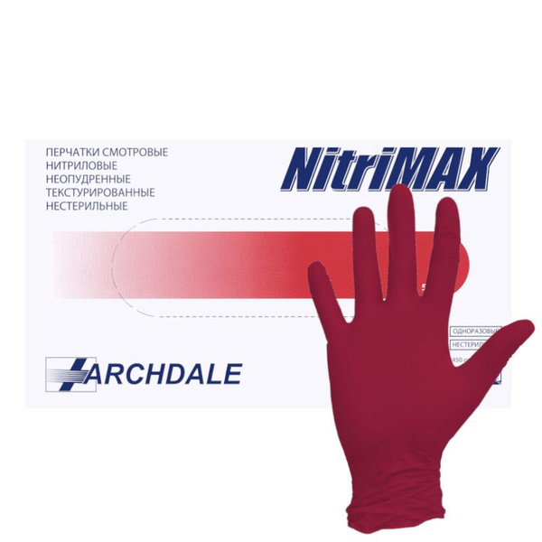 Перчатки нитриловые NitriMax красные (50 пар, M) - купить с доставкой ...