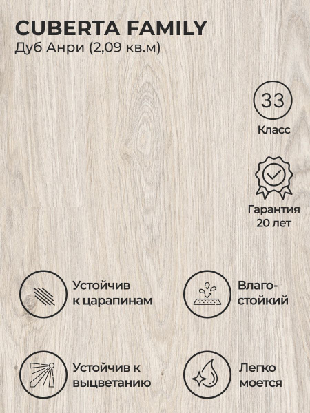 Купить Ламинат Cuberta Family 33 класс, 8 мм, Анри в интернет-магазине ...