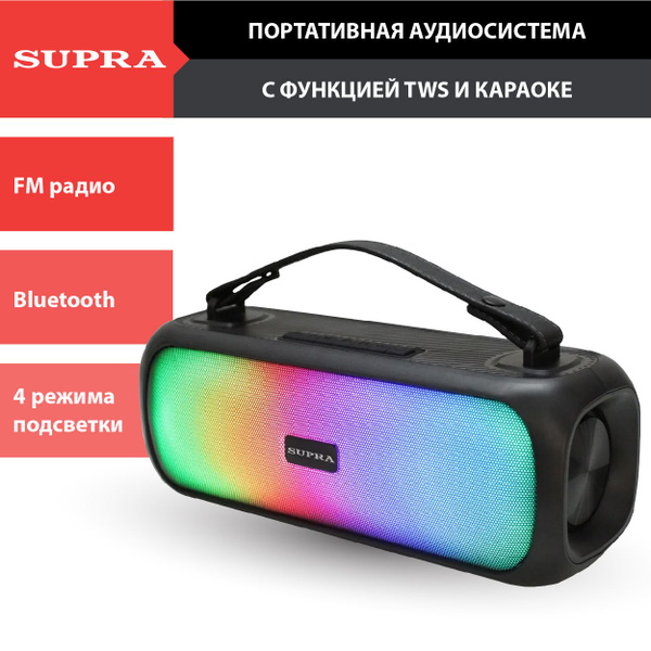 Умная колонка Supra bluetooth с функцией TWS и караоке, 4 режима ...