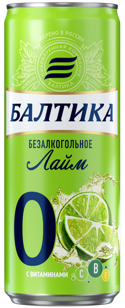 Пивной напиток, Балтика №0 безалкогольное Лайм, 0.33 л, банка - купить ...