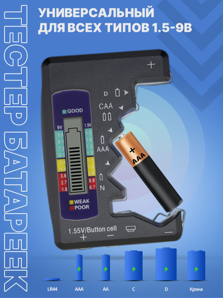 Цифровой тестер батареек и АКБ для проверки заряда емкости купить по ...