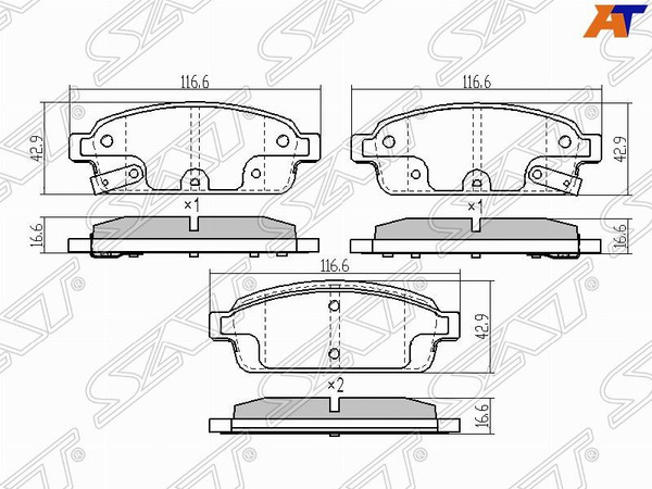 Колодки тормозные (Сзади) Chevrolet Aveo 16- / Cruze 09-15