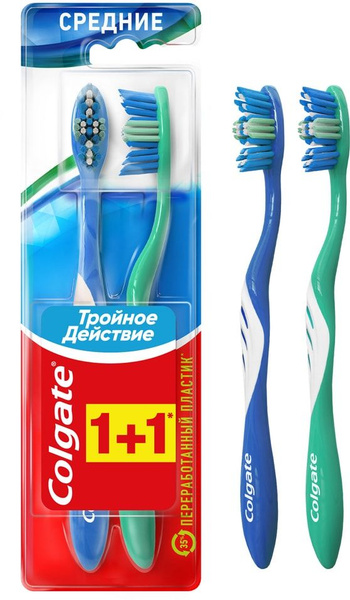 Зубная щетка Colgate Тройное действие многофункциональная средней ...